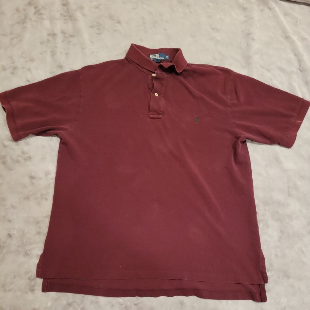 Polo Ralph Lauren Men's Sz Lg Tall Burgundy Golf Polo Shirt Green Pony